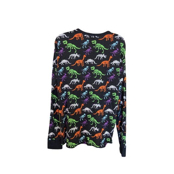 Hyde & Eek Men’s Pajama Top XL Dino Skeleton Halloween Sleepwear Black Cotton - Picture 3 of 7